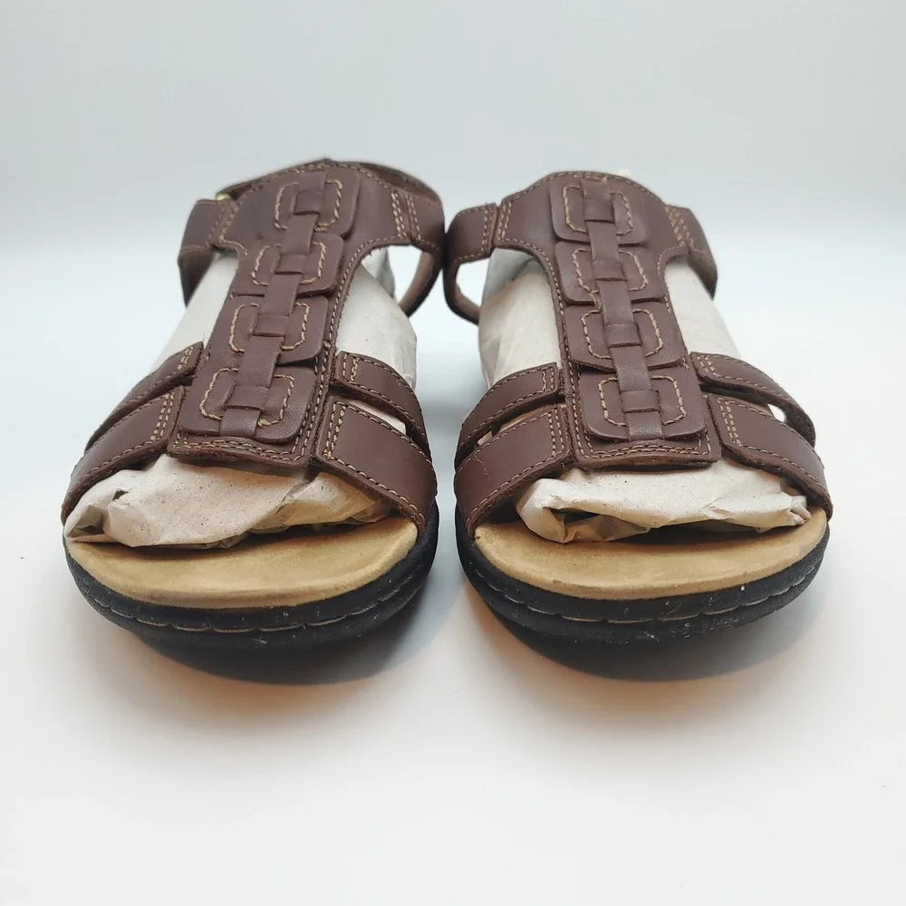 Clarks Laurieann Kay Tan Brown Leather Slingback Sandals Women's Size 7.5